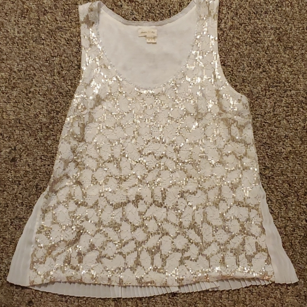 Meadow Rue Lace Sequin Top Sz Medium